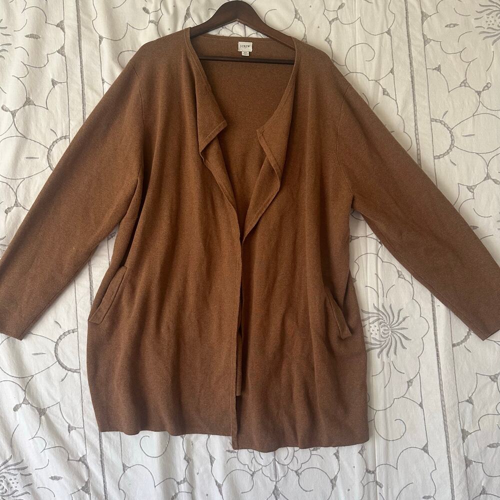 🤎 J.Crew Camel Open Front Cardigan Sweater 2X Minimalist